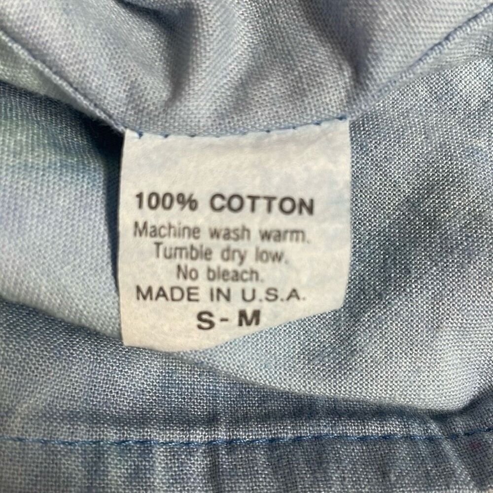Vintage Tie Dyed Cotton Button Front Single Stitch Blue Vest Size Small Medium - Picture 7 of 7
